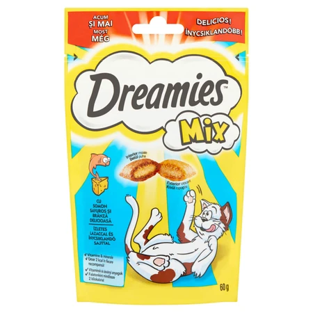 DREAMIES, Łosoś i ser, torebka z nagrodą dla kota, 60g: ceny i cechy