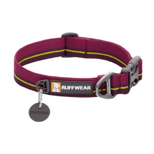 RUFFWEAR Flat Out Wildflower Horizon, zgardă bandă câini, ajustabilă, vișiniu și galben, L(51-66  x 2.5cm)