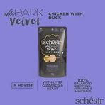 SCHESIR After Dark Fluweelmousse, Kip en Eend, zakje vochtig kattenvoer zonder granen, (mousse), 80g