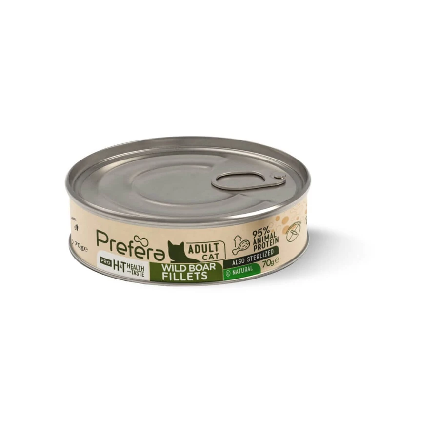 PREFERA Pro H&T H&T Fillets, Sanglier, nourriture humide en conserve sans céréales pour chats, (en soupe), 70g
