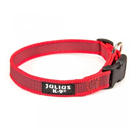 JULIUS-K9 Color & Gray, collier réglable avec poignée chiens, nylon, 25mm x 39-45cm, rouge