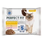 PERFECT FIT Cat Sensitive 1+ , Pollo e Salmone, cibo umido per gatti in bustina, sistema digestivo, (in salsa), multipack, 85g x 4pz