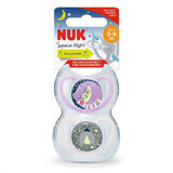 Sucette en silicone pour filles Space Night, 2 pièces, 0 - 6 mois, Nuk