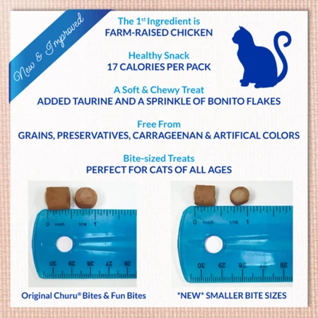 INABA Churu Churu Fun Bites, Huhn und Kürbis, getreidefreie Katzenbelohnungsbox, 96g