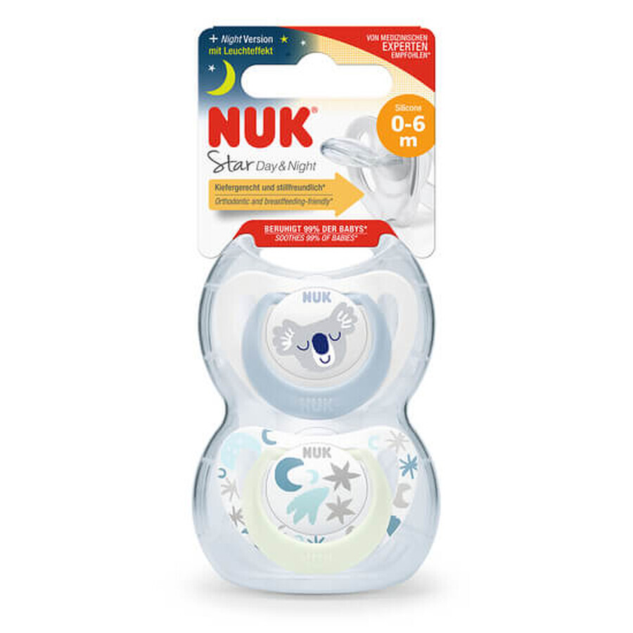 Sucette en silicone M1 Star Day&Night, 2 pièces, 0-6 mois, Nuk