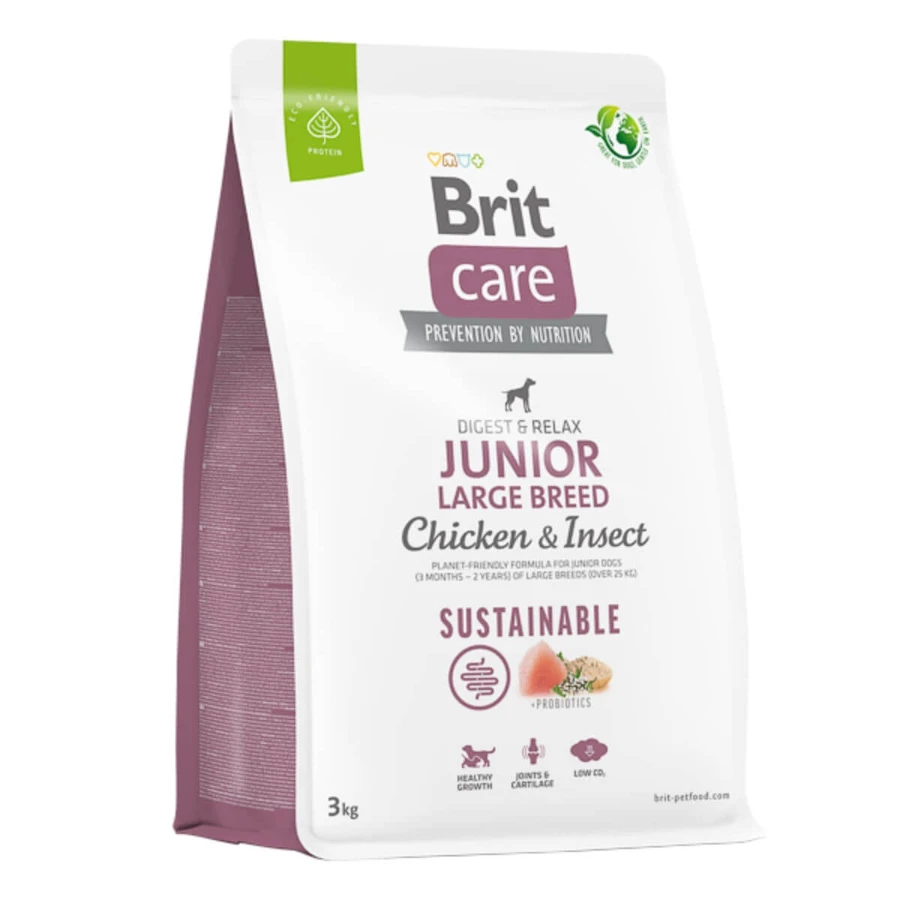 BRIT Care Sustainable Junior Large Breed, L-XL, Pollo e Insetti, cibo secco per cani junior, sistema digestivo, 3kg