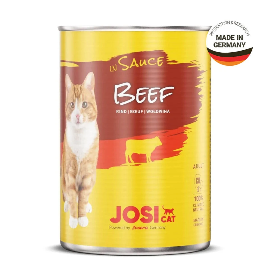 JOSICAT, Rundvlees, nat kattenvoer in blik, (in saus), bax, 415g x 12st