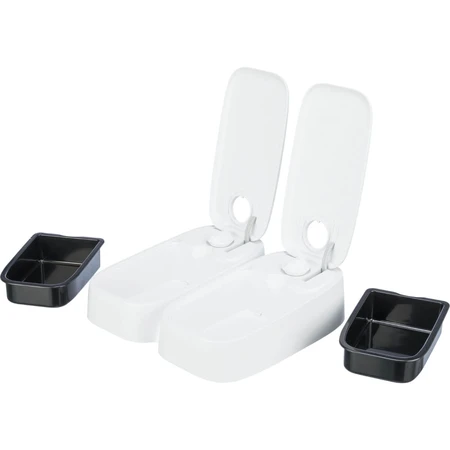 TRIXIE TX2, automatyczny karmnik dla psów, 2 prostokątne miski, programowalny, plastikowy, czarno-biały, S-L(0.6l, 27x7cm): ceny i cechy