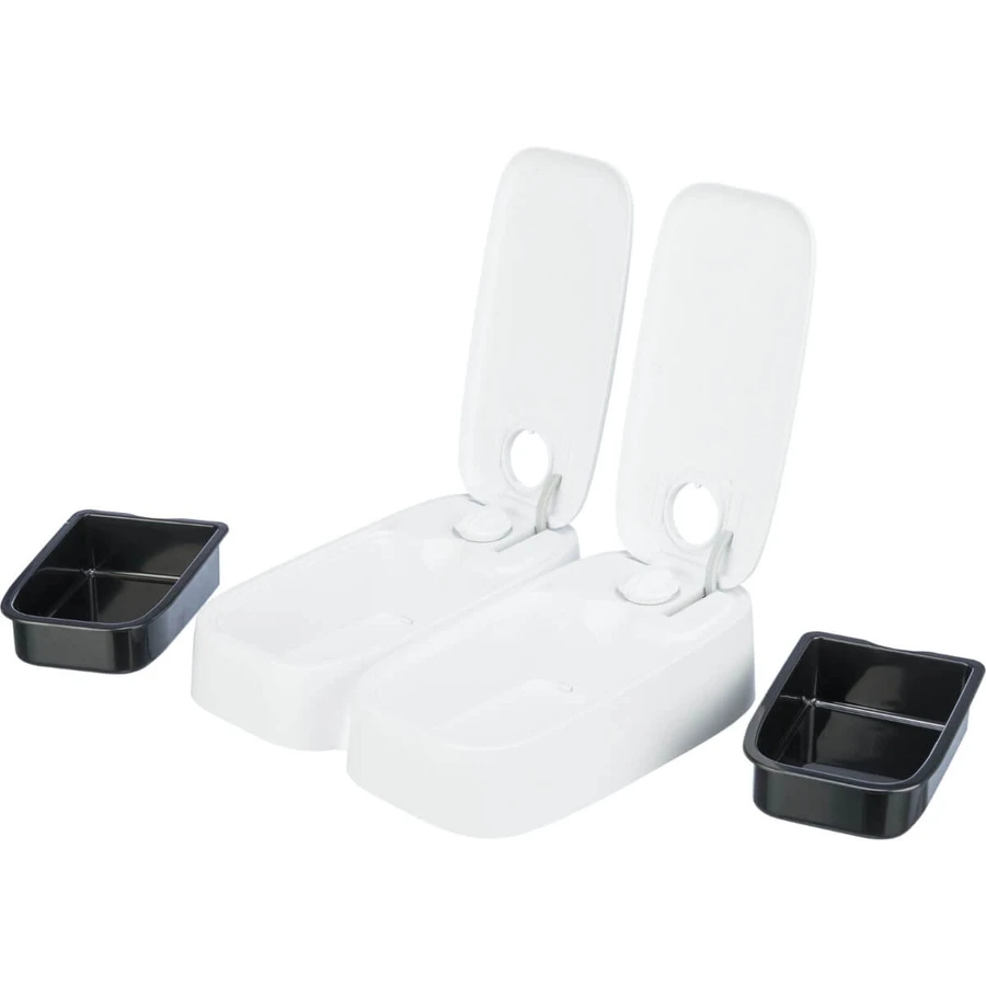 TRIXIE TX2, automatyczny karmnik dla psów, 2 prostokątne miski, programowalny, plastikowy, czarno-biały, S-L(0.6l, 27x7cm): ceny i cechy