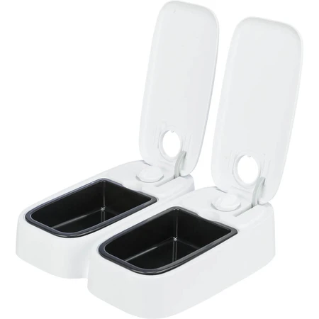 TRIXIE TX2, automatyczny karmnik dla psów, 2 prostokątne miski, programowalny, plastikowy, czarno-biały, S-L(0.6l, 27x7cm): ceny i cechy