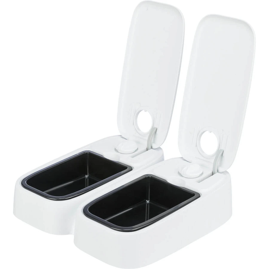 TRIXIE TX2, automatyczny karmnik dla psów, 2 prostokątne miski, programowalny, plastikowy, czarno-biały, S-L(0.6l, 27x7cm): ceny i cechy