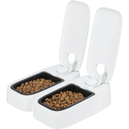 TRIXIE TX2, automatyczny karmnik dla psów, 2 prostokątne miski, programowalny, plastikowy, czarno-biały, S-L(0.6l, 27x7cm): ceny i cechy