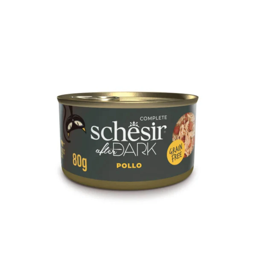 SCHESIR After Dark, Pollo, cibo umido per gatti in scatola senza cereali, (in zuppa), 80g