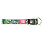 MAX & MOLLY Smart ID Tropical, collar de perro, ajustable, poliéster, verde, hebilla tridente, XS(22-35 x 1cm)