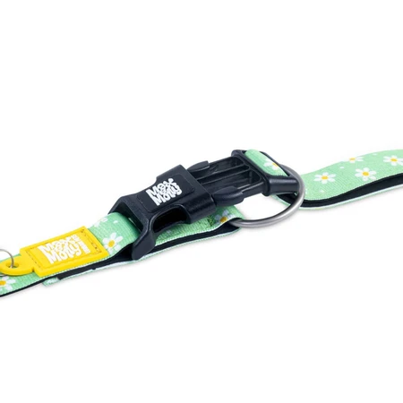 MAX & MOLLY Smart ID Daisies, Hundehalsband, verstellbar, Polyester, grün, Dreizackschnalle, M(34-55 x 2cm)