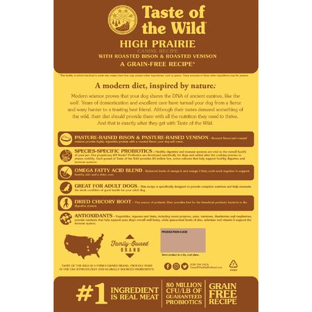 TASTE OF THE WILD High Prairie, Bison en Venison, graanvrij droogvoer voor honden, 2kg