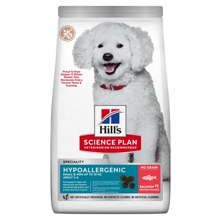 HILL'S Science Plan No Grain Hypoallergenic, XS-S, saumon, croquettes sans céréales pour chiens, système digestif, allergies, 1.5kg