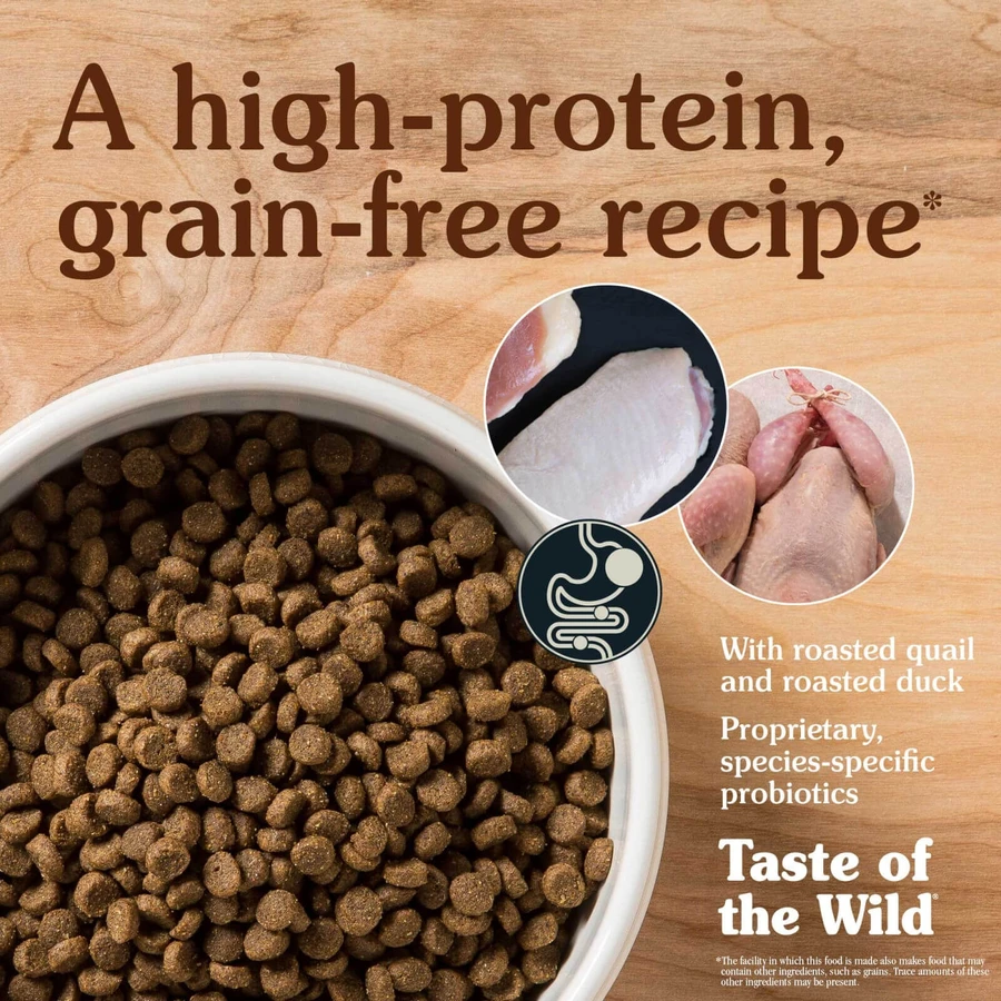 TASTE OF THE WILD Lowland Creek, Caille et Canard, croquettes pour chat sans céréales, 2kg