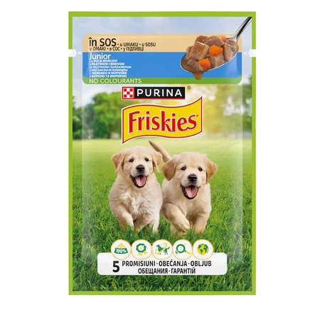 PURINA Friskies Junior, Chicken with Carrot, sachet wet dog food, (in sauce), 85g