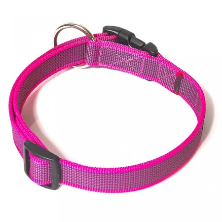 JULIUS-K9 Color & Gray, adjustable collar with handle dogs, nylon, 20mm x 27-42cm, pink with grey