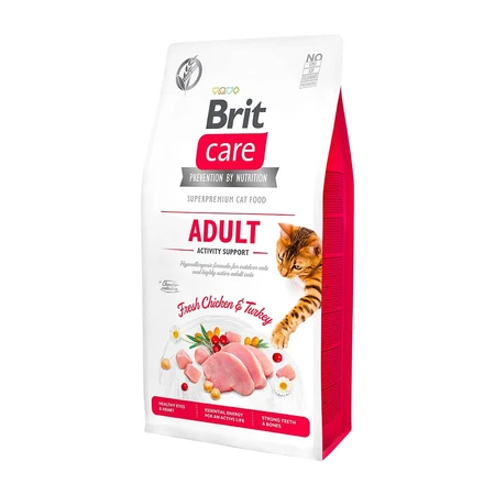 BRIT Care Adult Activity Support, kip en kalkoen, graanvrij droogvoer voor katten, hoge activiteit, 400g