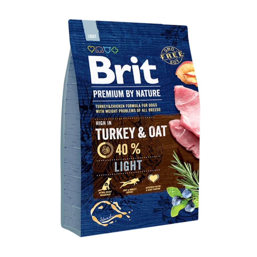 BRIT Premium By Nature Light, kalkoen met haver, droogvoer voor honden, gewichtscontrole, 3kg