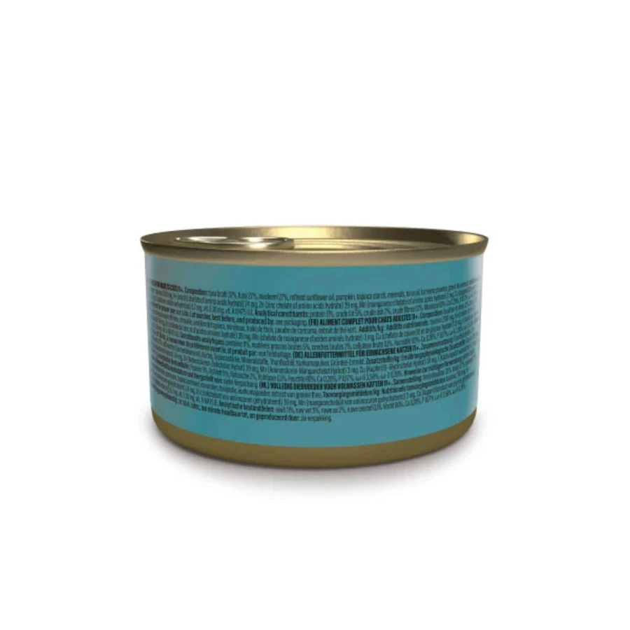 SCHESIR Silver, Tonijn en Makreel, graanvrij natvoer in blik voor senior katten, (in soep), 70g