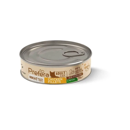 PREFERA Pro H&T Fillets, Pui, conservă hrană umedă fără cereale pisici, (în supă), 70g