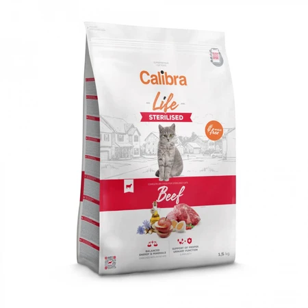 CALIBRA Life Sterilized, Wołowina, sucha karma dla kotów sterylizowanych, 1,5kg: ceny i cechy