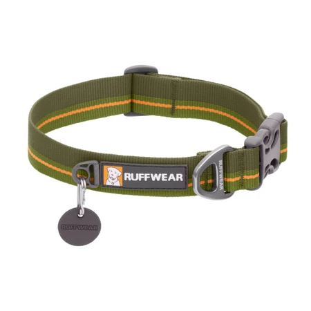 RUFFWEAR Flat Out Forest Horizon, zgardă bandă câini, ajustabilă, verde și portocaliu, S(28-36 x 2cm)