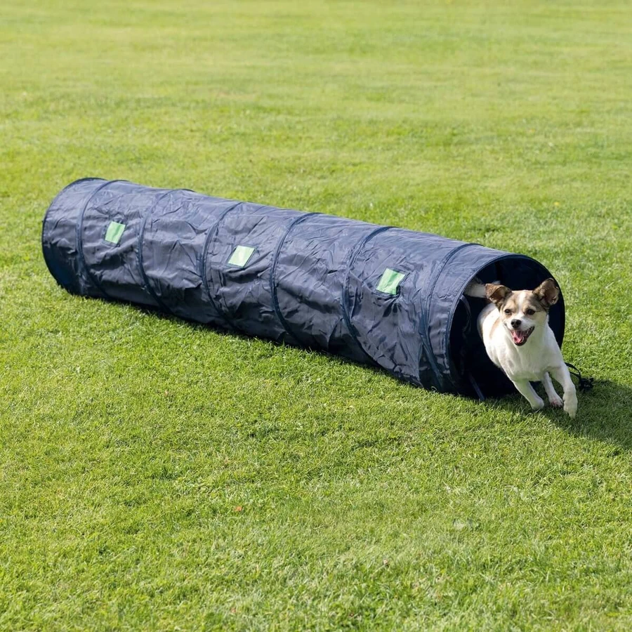 TRIXIE Agility Tunnel, Hindernisspielzeug für Hunde, 40cm x 2m, multicolor