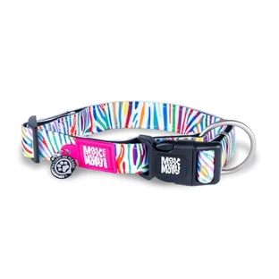 MAX & MOLLY Smart ID Cebra Mágica, collar para perro, ajustable, poliéster, blanco, hebilla tridente, XS(22-35 x 1cm)