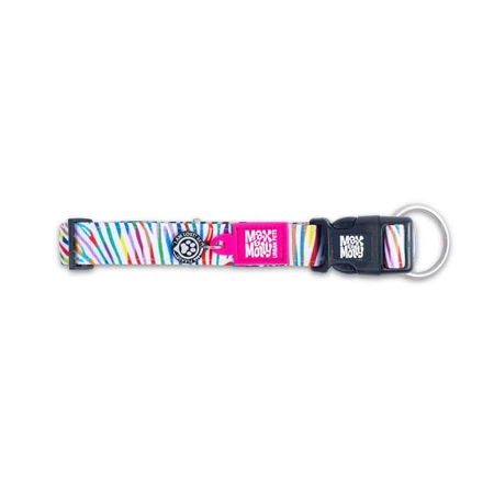 MAX & MOLLY Smart ID Cebra Mágica, collar para perro, ajustable, poliéster, blanco, hebilla tridente, XS(22-35 x 1cm)