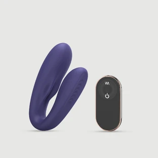 Match Up Premium op afstand bedienbare siliconen koppelvibrator - Blauw