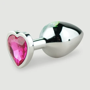 Bouchon en métal à cœur moyen - Argent/Rose