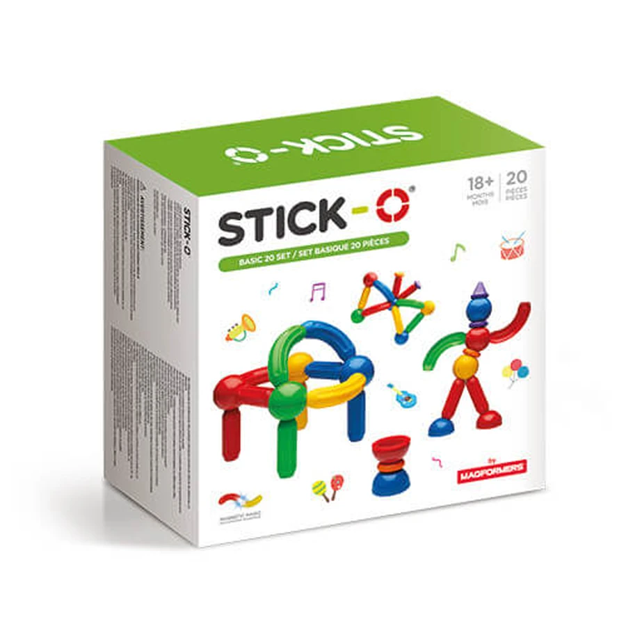 Gioco di calamite Stick-O, set base con 20 pezzi