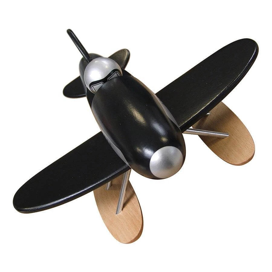Black lacquered wooden seaplane - Made in France - Vilac