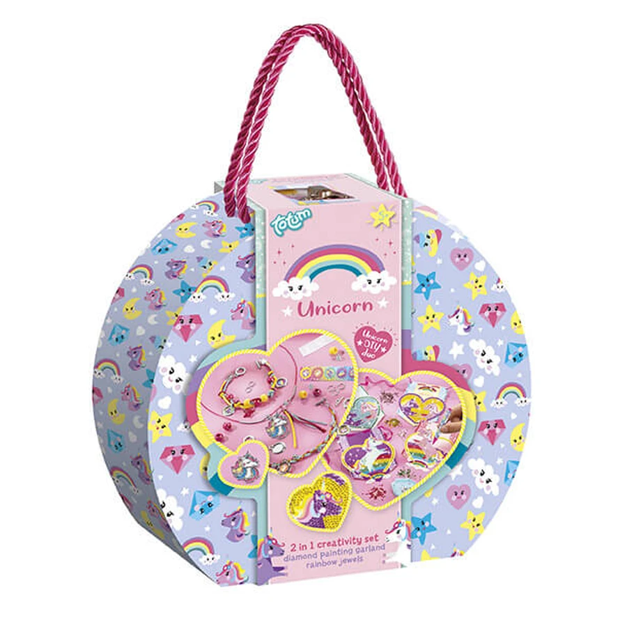 2 in 1 creative studio with unicorns, diamond painting and bracelets