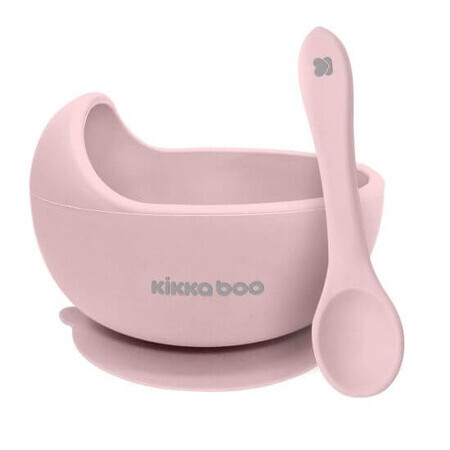 Set d'alimentation 2 pièces, bol en silicone avec ventouse et cuillère Yummy, rose, Kikka Boo