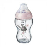 Glazen fles, Dichter bij de natuur, 250 ml, 0 maanden+, Roze, Tommee Tippee