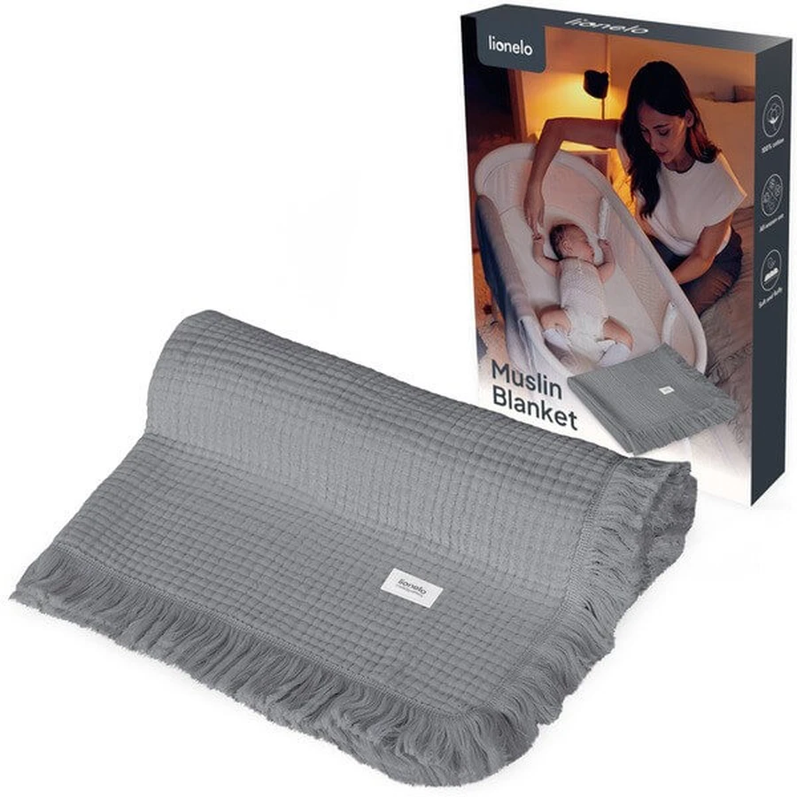 Lionelo Muslin Blanket, infant muslin blanket, Grey Dove, 1 pc.