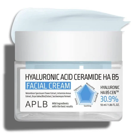 APLB Hyaluronic Acid Ceramide HA B5, cremă de hidratare facială cu acid hialuronic, ceramide și vitamina B5, 55 ml