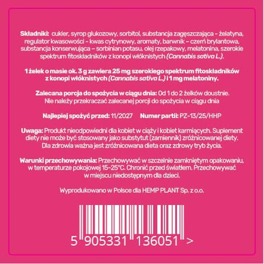 Cannova Gel di canapa con melatonina, 3 pz.