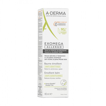 A-Derma Exomega Allergo Baume émollient stérile DEFI, 40 ml