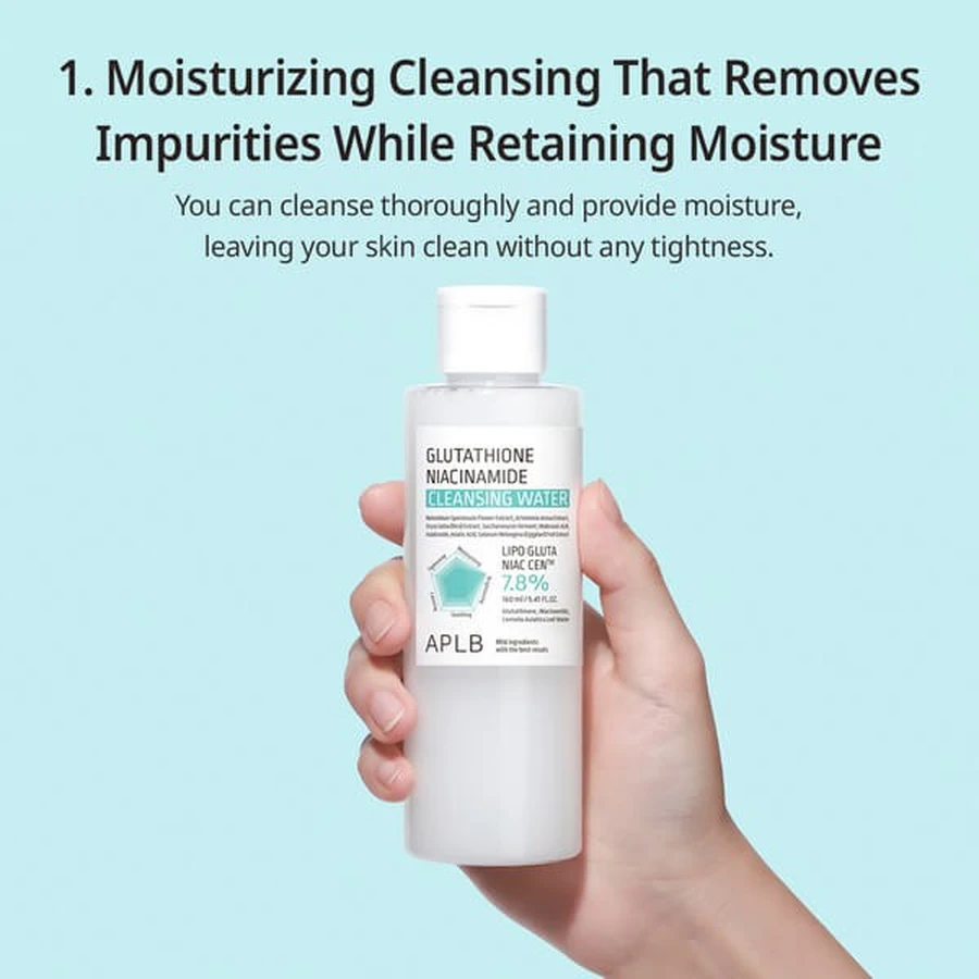 APLB Glutathione Niacinamide Cleansing Water, micellar water with gluathione and niacinamide, 160 ml