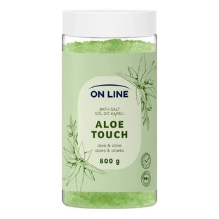 On Line Aloe Touch, sól do kąpieli z aloesem i oliwą z oliwek, 800 g