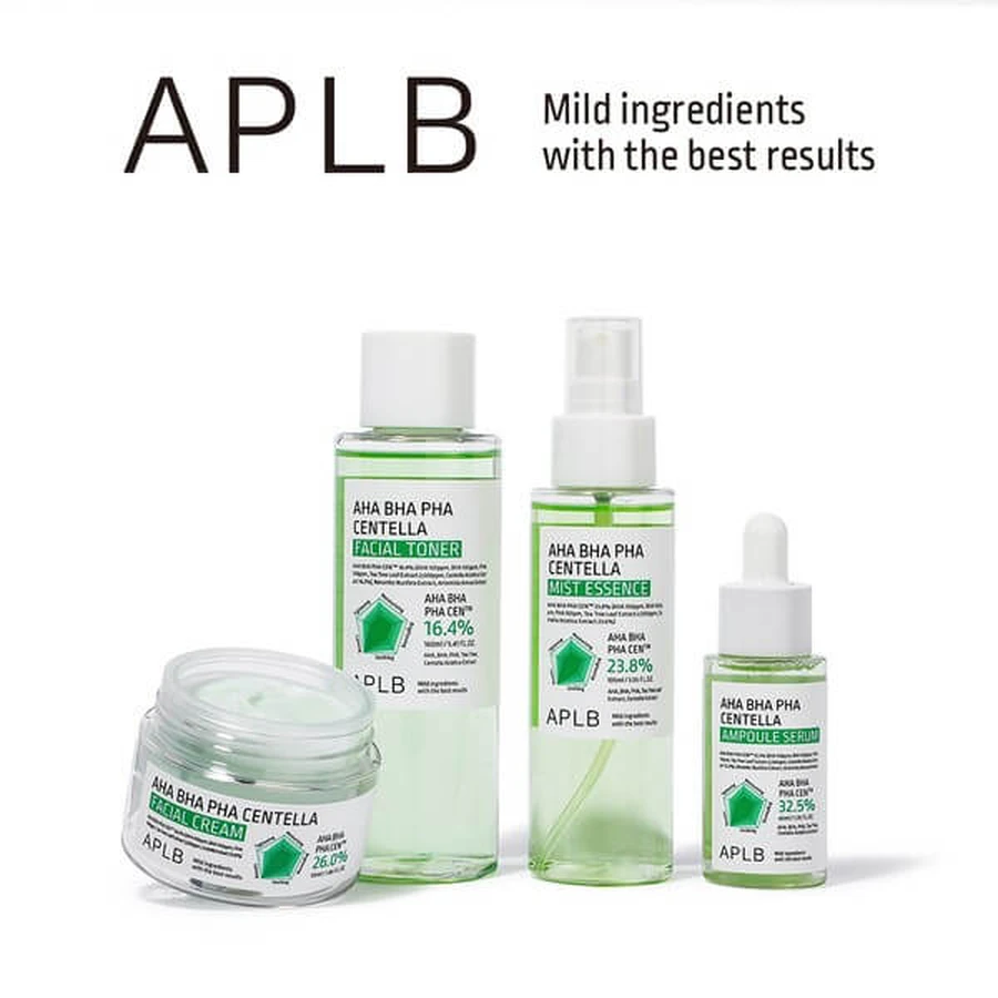 APLB AHA BHA PHA Centella Gezichtscrème, exfoliërende en verzachtende gezichtscrème met zuren en Centella Asiatica, 55 ml