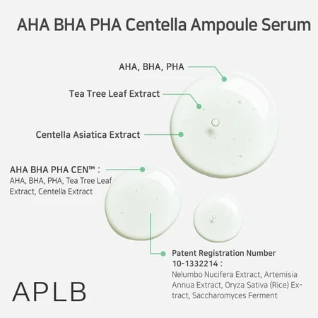 APLB AHA BHA PHA Centella Ampolla, siero per il viso, 40 ml.