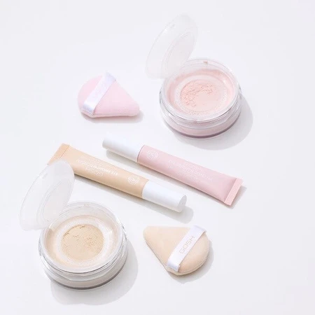 Gosh, Bake'n' ; Set, poudre libre avec houppette, 02 Soft Yellow, 15 g