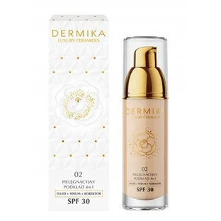 Dermika Luxury Ceramides, pielęgnacyjny podkład 4w1, SPF 30, odcień 02, 30 ml
